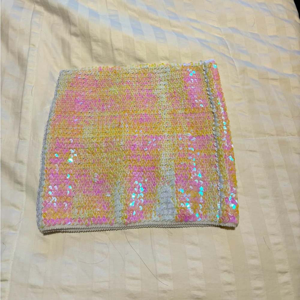 iridescent Sequin Tube Top